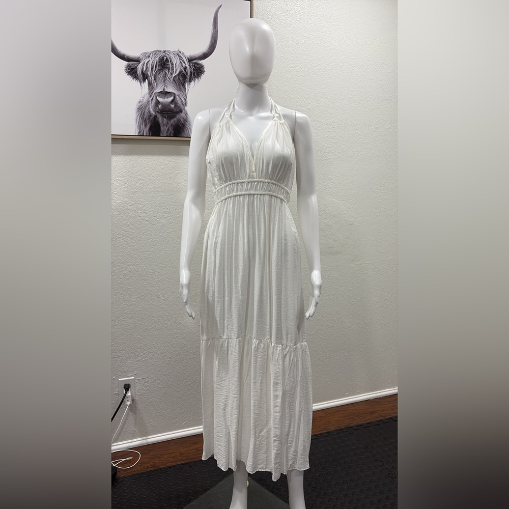 Elegant White Halter Dress